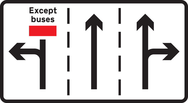Information-sign-appropriate-traffic-lanes-junction