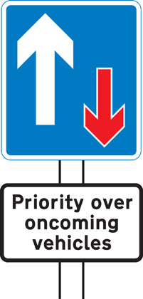 Information-sign-traffic-priority-over-oncoming-vehicles